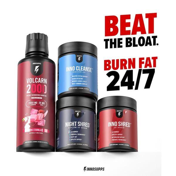A clean, high-contrast product bundle image for dietary supplements featuring benefit-driven headlines against a bright white background.
